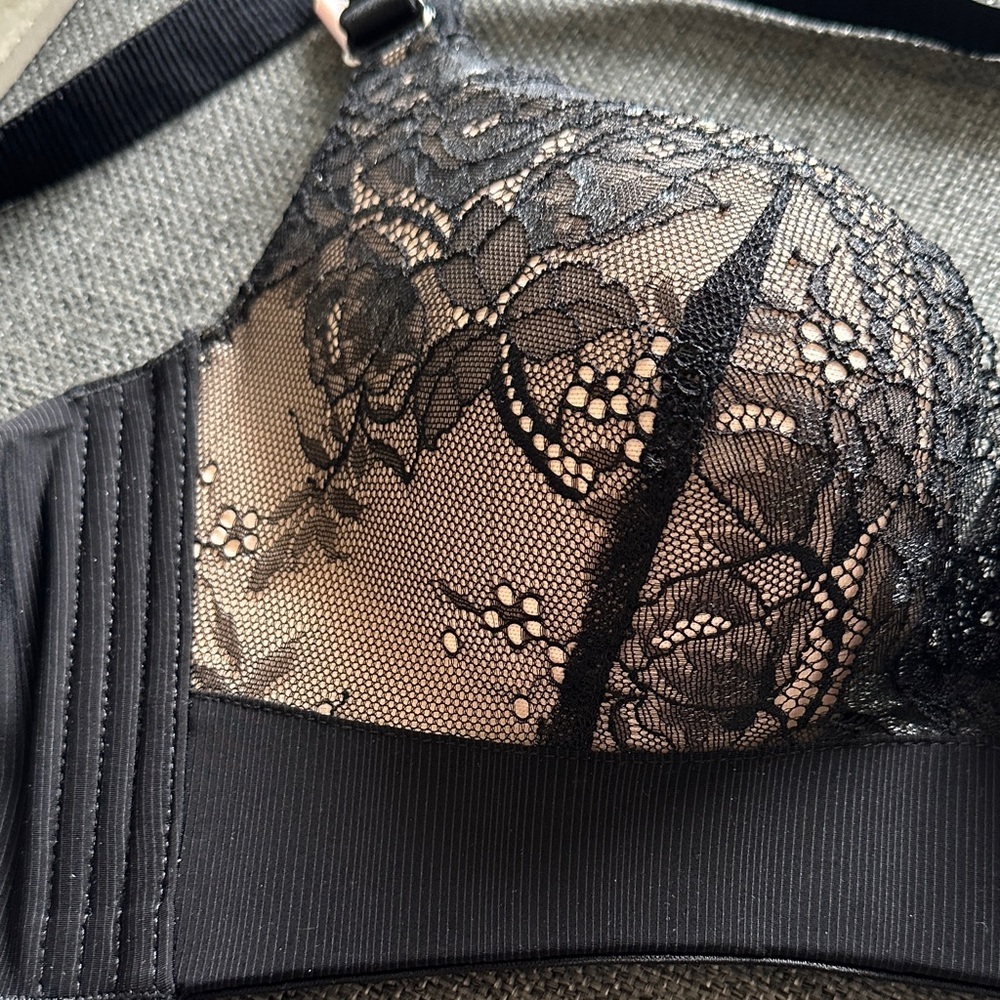 NWT U.LIKE Luxurious Black Lace Padded Bra - Picture 4 of 10